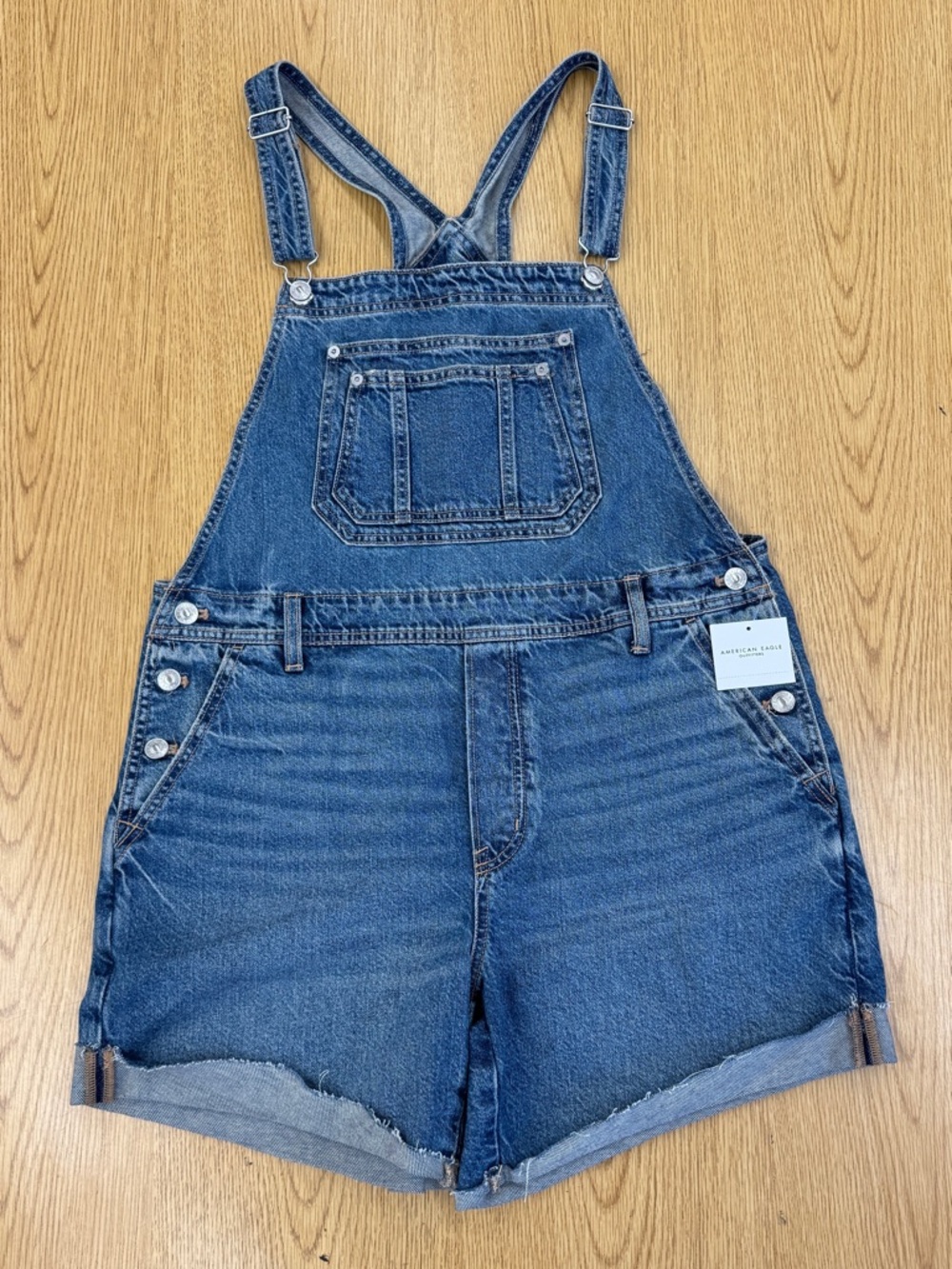 American Eagle Outfitters Blue Denim Short Overalls